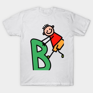 Letter B for Boys alphabet Kids Colorful Cartoon Character T-Shirt